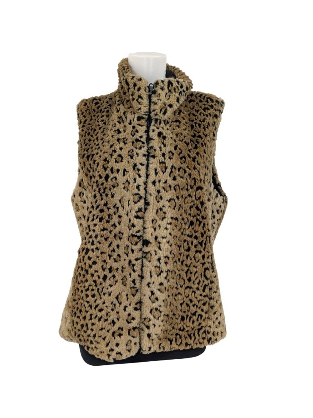 Vtg Reversible Leopard Faux Fur Vest Y2K Glam Mob Wife Statement Layering Large